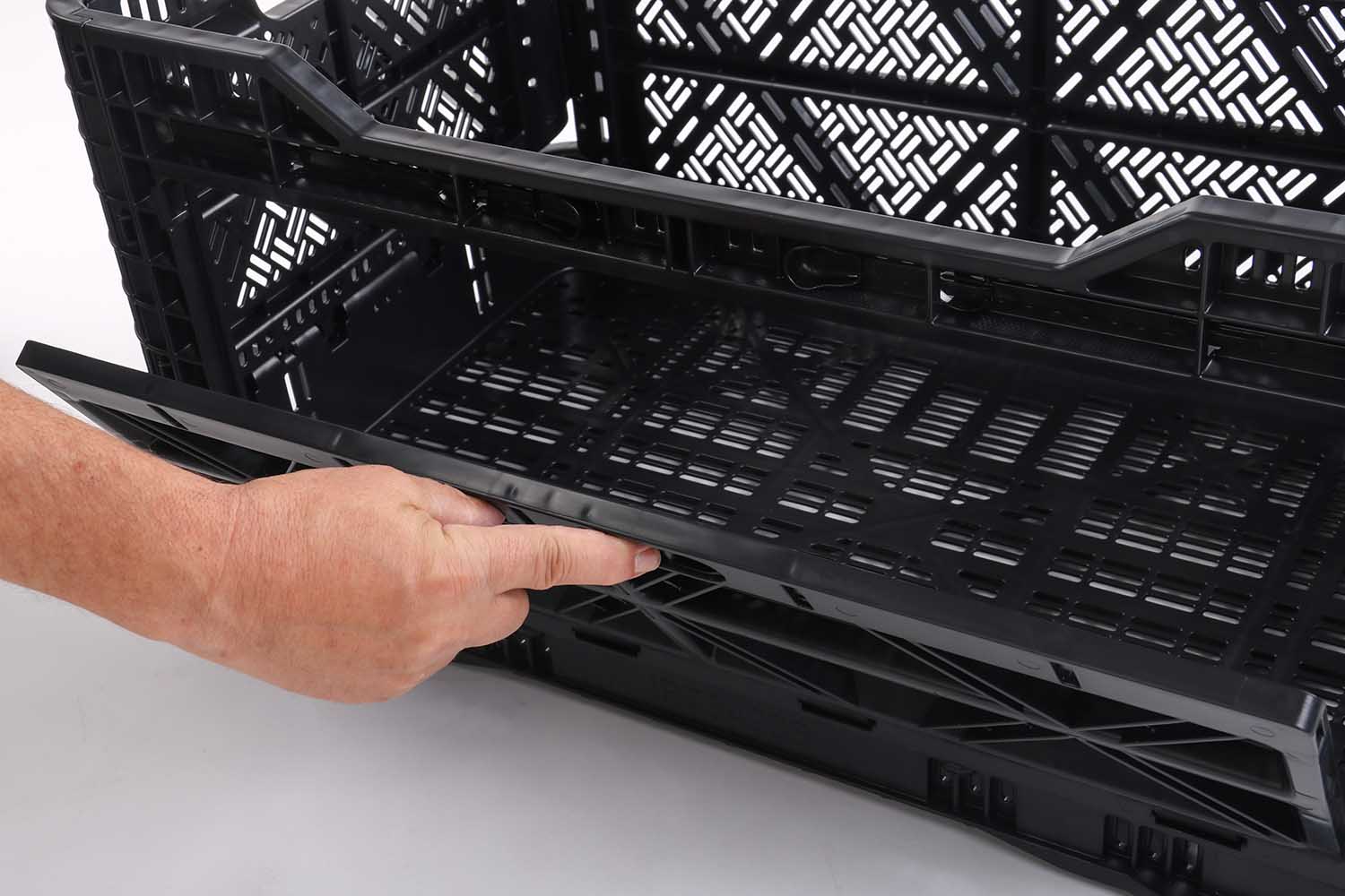 stapelbare Klappbox, schwarz, 90l