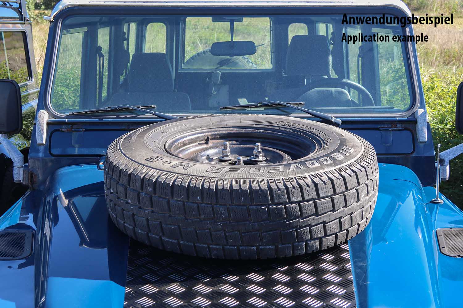 Reserveradhalterung für Motorhaube, Anwendungsbeispiel