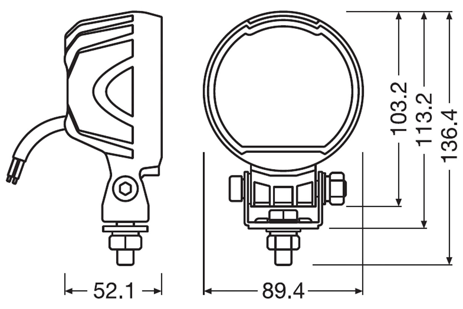 Maße, WL VX100-WD, rund
