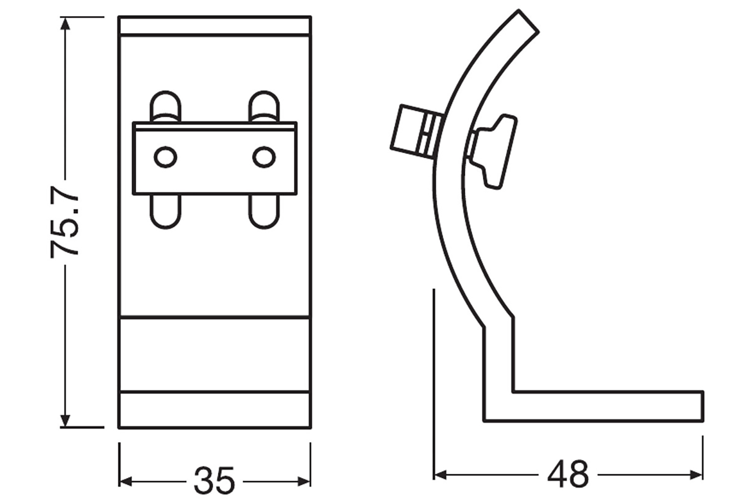 Maße, Befestigungsklammern
