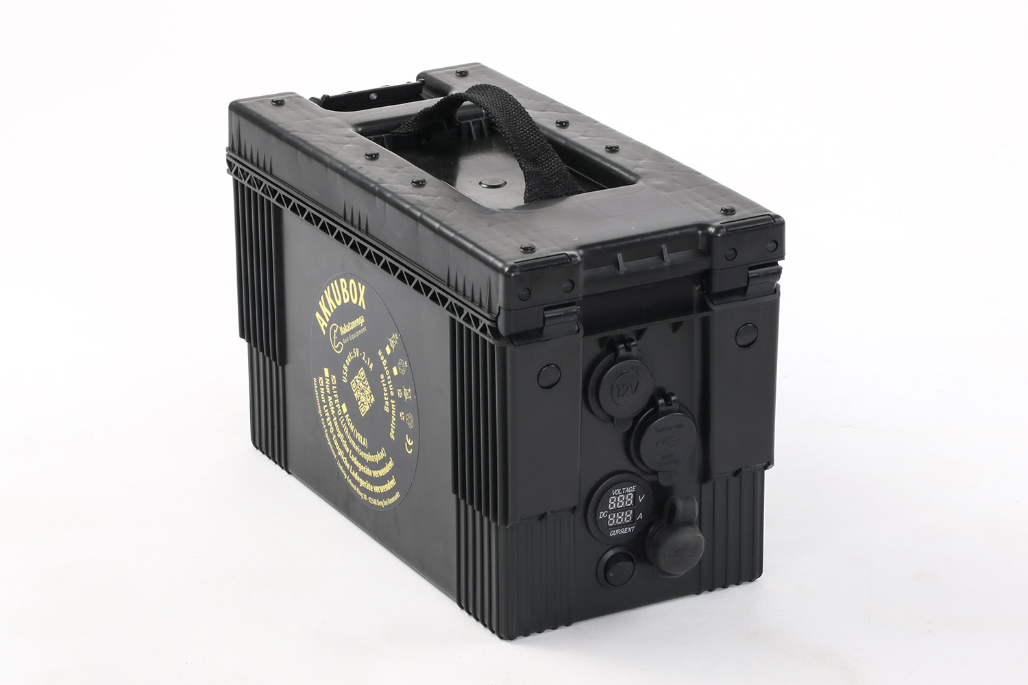 Akkubox mit LiFePo-Batterie, für Camping, schwarz