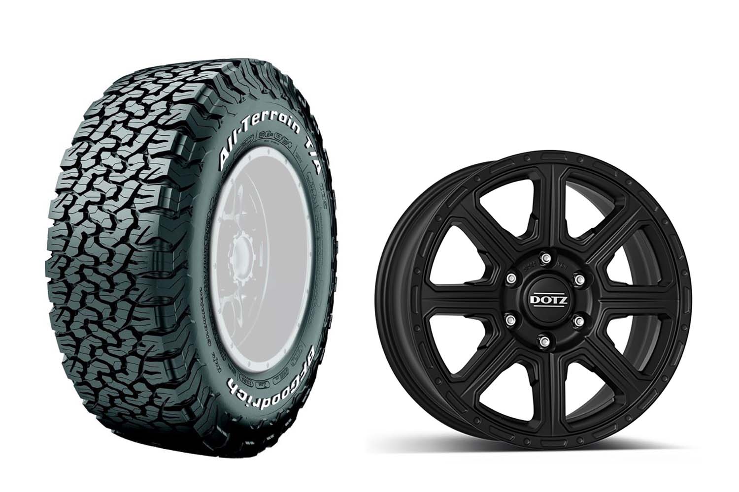 BF Goodrich All Terrain T/A KO2 265/65R18 auf Alufelge Dotz Kalahari Schwarz 8x18" ET30