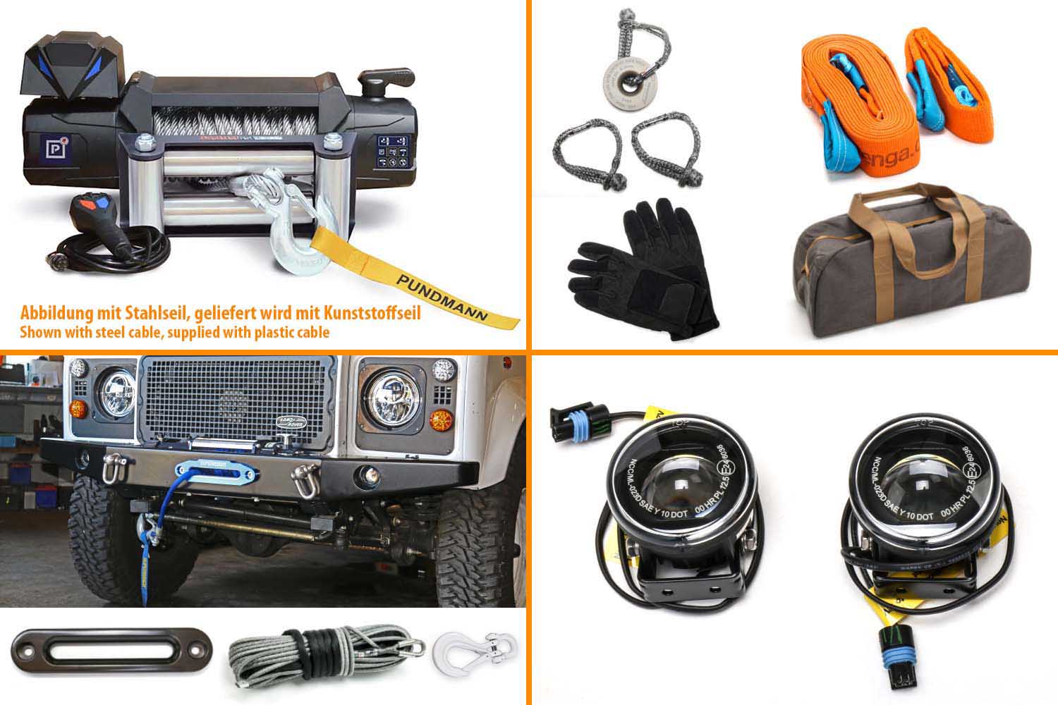 Seilwinde Pundmann 75909 oder 75784 inkl. Zubehörtasche, Windenfenster, Dyneema Seil, Widenhaken, Nolden LED