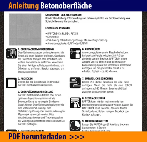 RAPTOR Anleitung Betonoberfläche