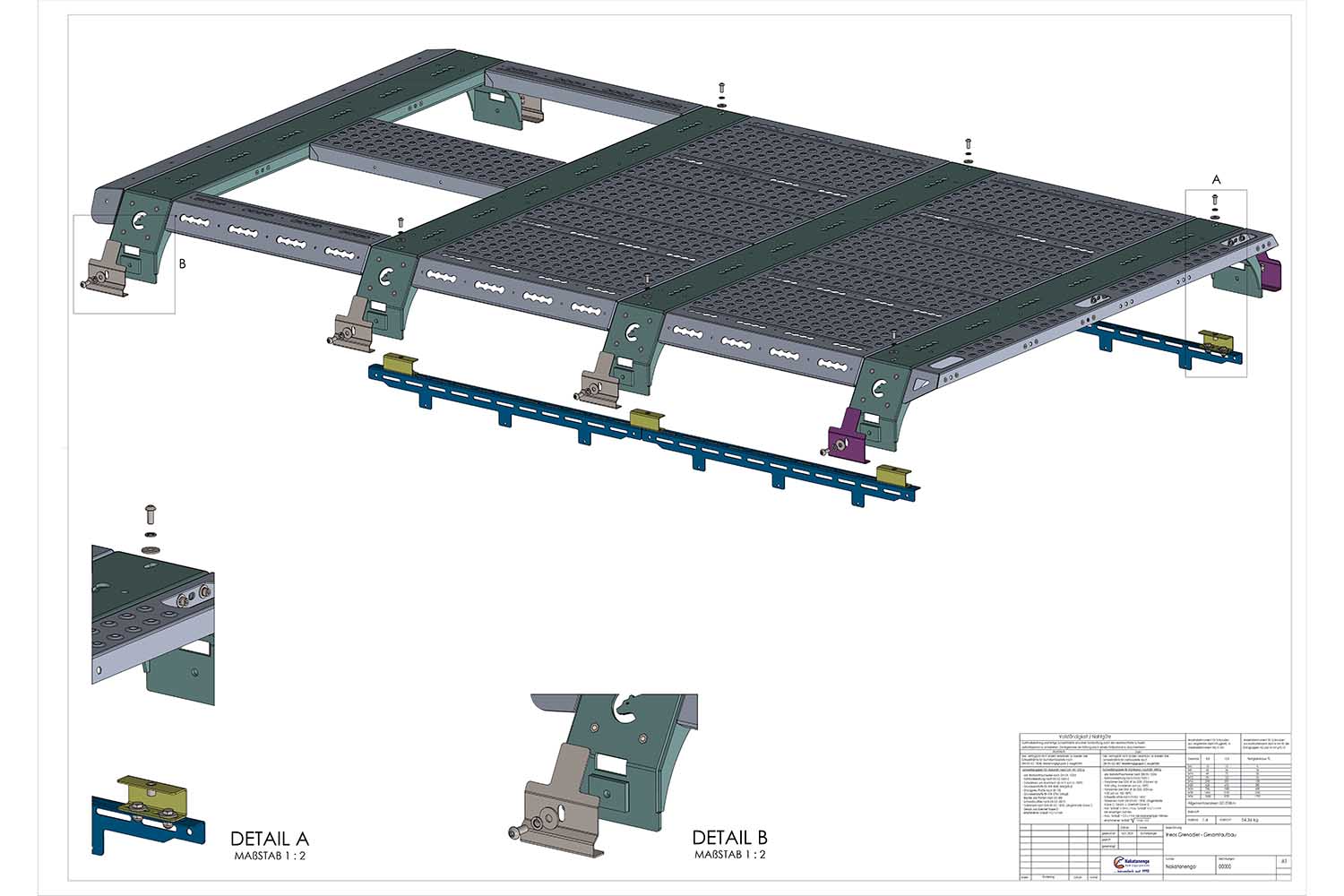 Zeichnung, CargoBear Grenadier, gesamter Dachträger