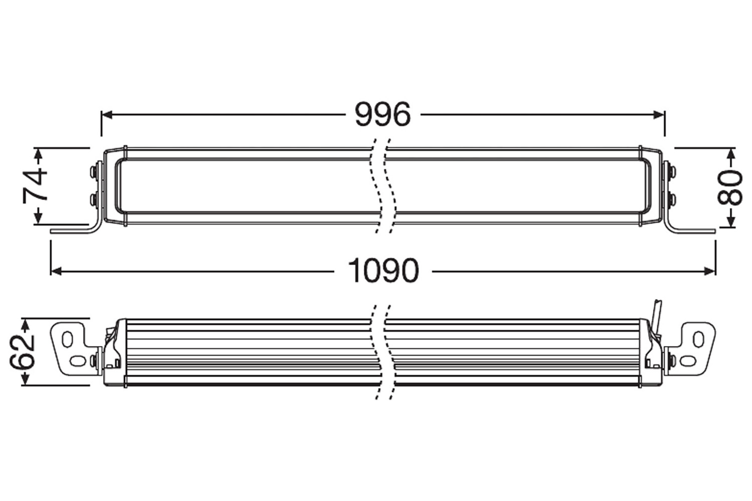 Maße VX1000-CB DR SM, Befestigung seitlich