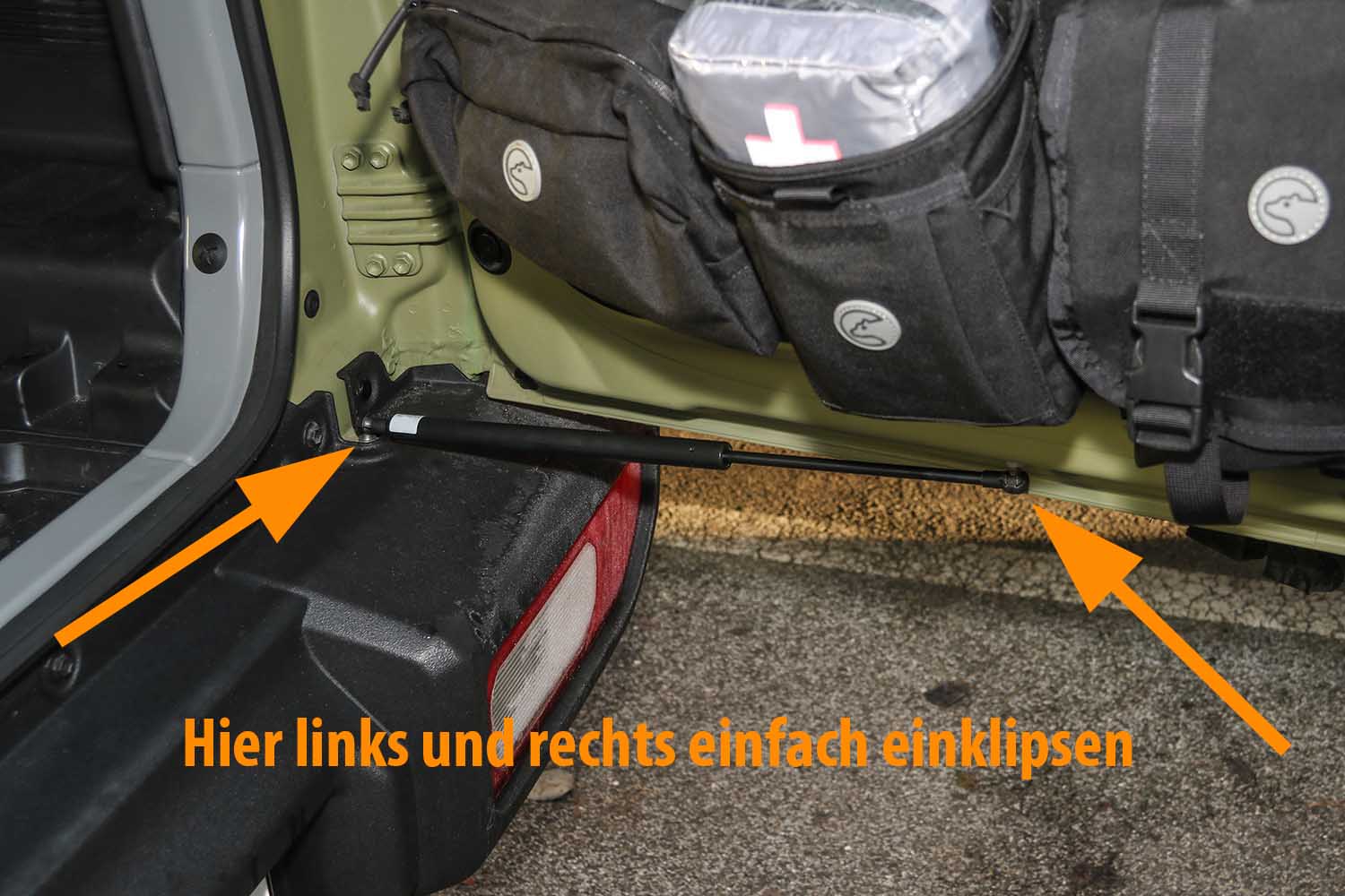 Montage Hinweis, Hecktürdämpfer für Hecktürdämpfer für Suzuki Jimny 2 GJ/HJ