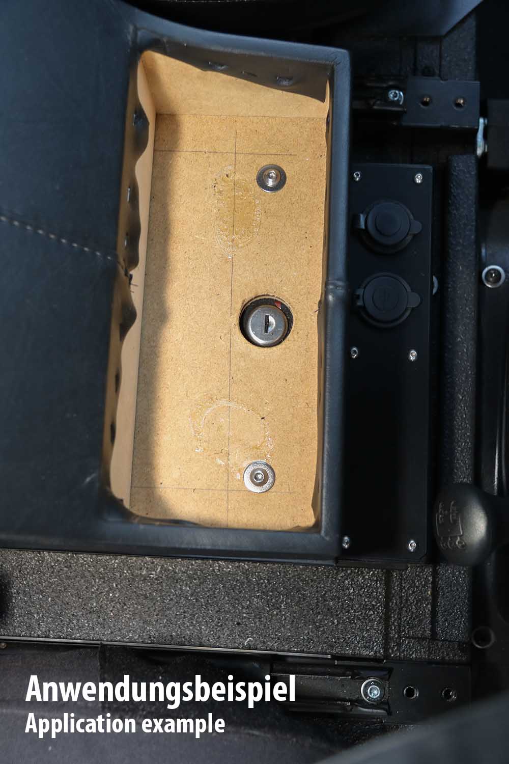 Anwendungsbeispiel, Wertsachenfach, Detail vom Schloss